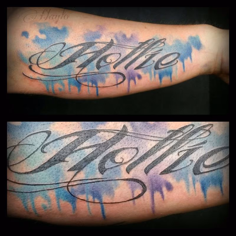 Custom Watercolor style piece with script