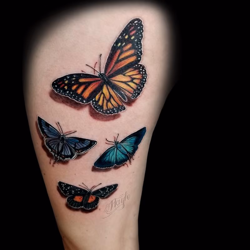 Custom Colored Butterfly collaborative thigh piece