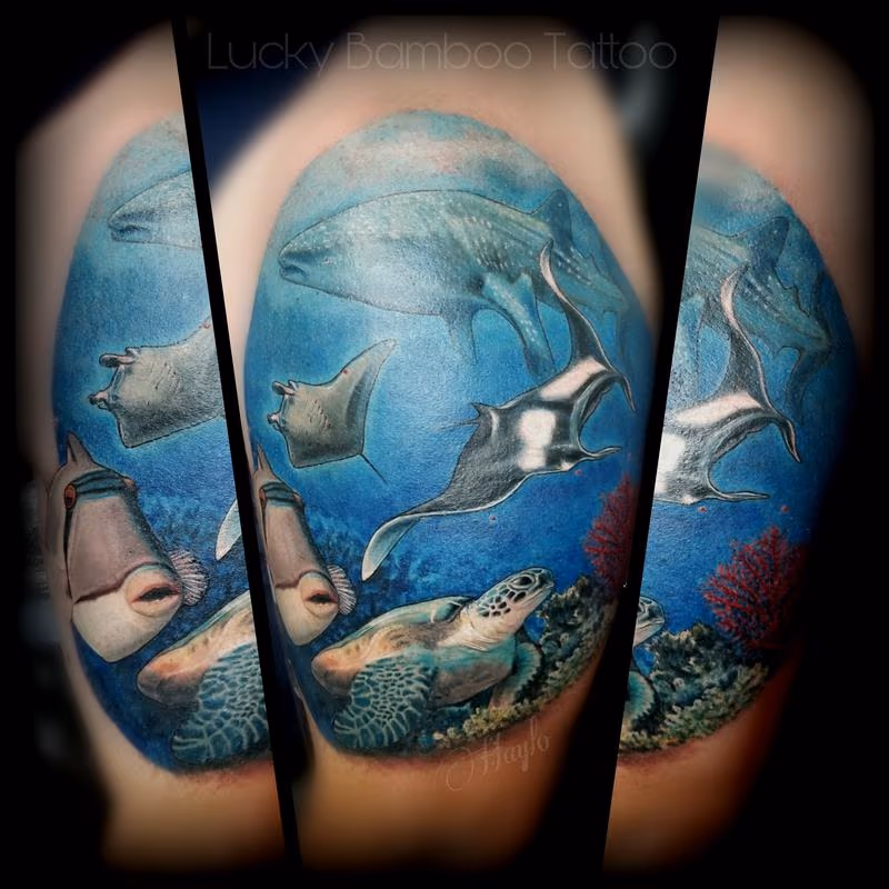Ocean life tattoo by Haylo