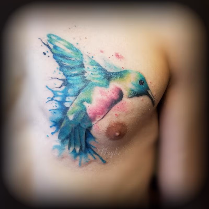 Watercolor hummingbird cover up by Haylo