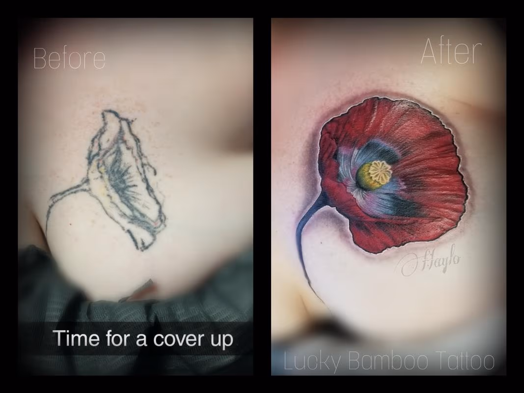 Photo realistic full color Poppy floral cover up