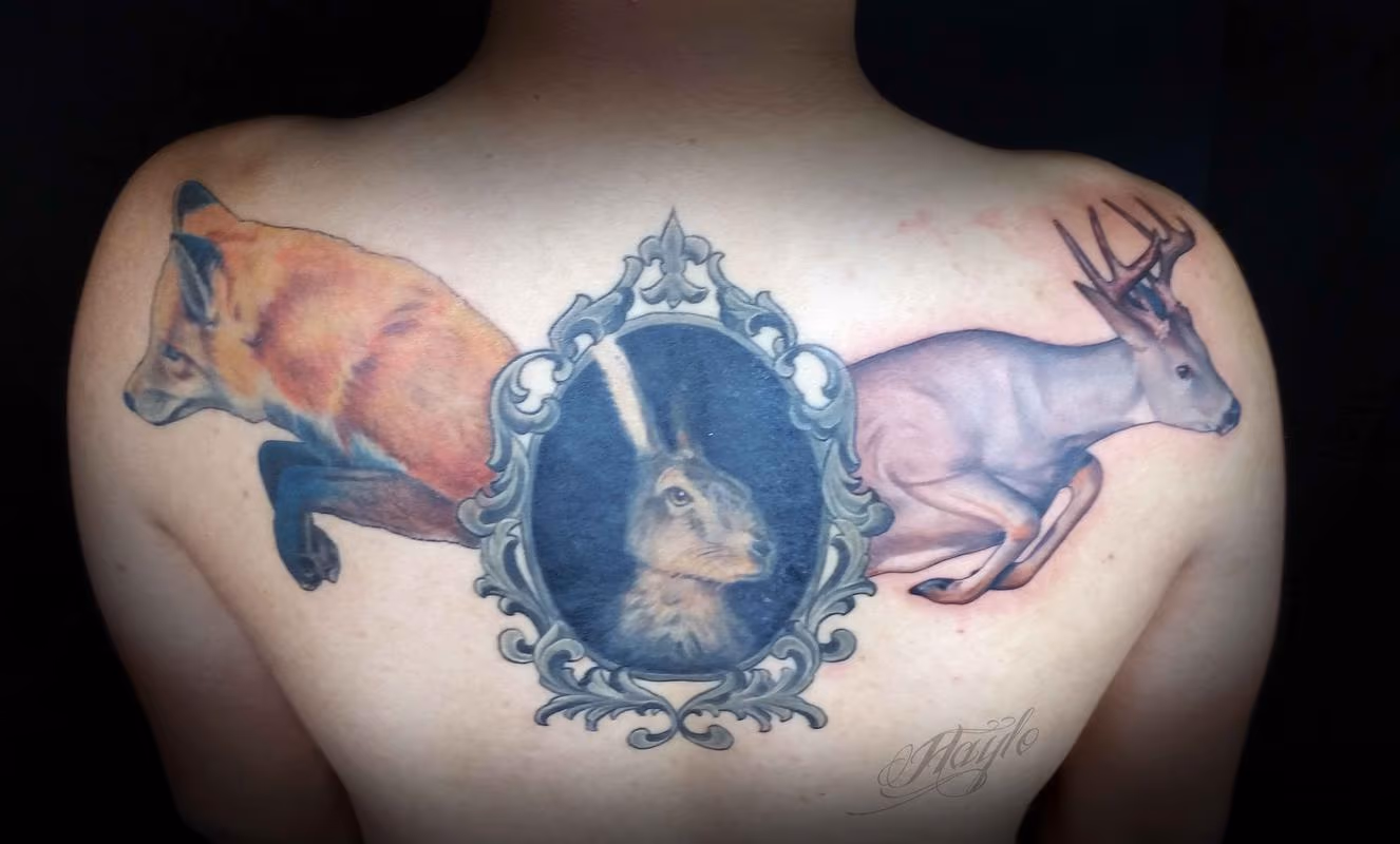 Fox, hare and deer