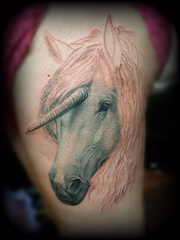 Progression of Custom Unicorn Thigh piece