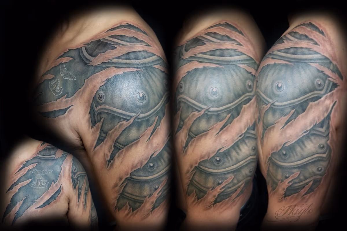 3D skin rips & armor tattoo by Haylo