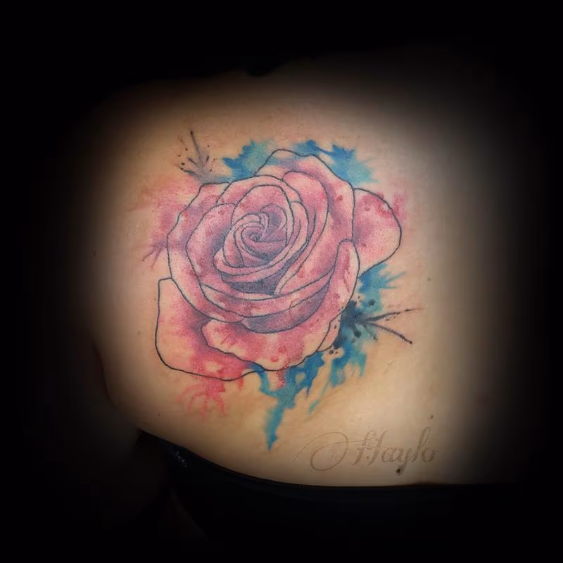 Custom watercolor style rose