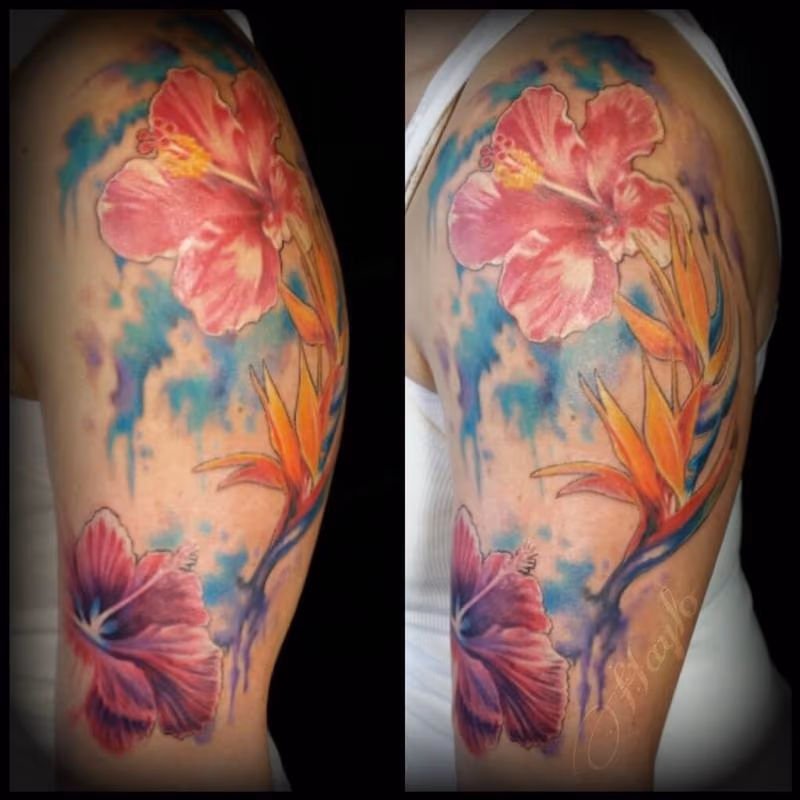 Watercolor Floral tattoo by Haylo