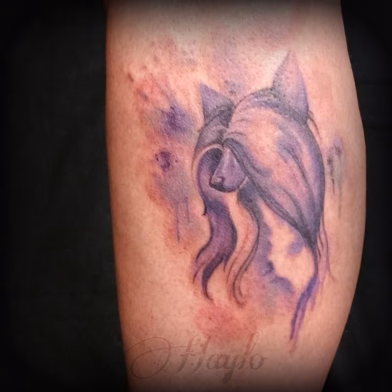 Watercolor Chinese Crested dog tattoo by Haylo