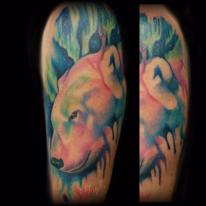 Polar bear watercolor tattoo