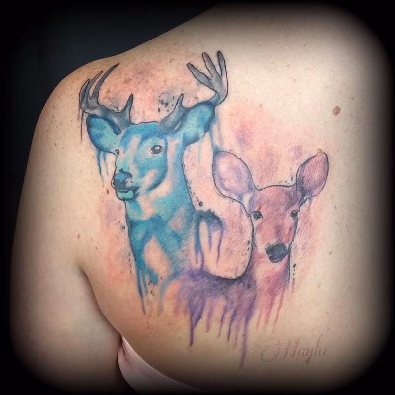 Deer / Stag Watercolor Tattoo