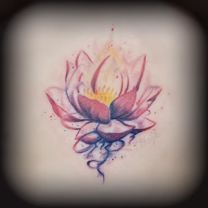 Lotus watercolor tattoo by Haylo