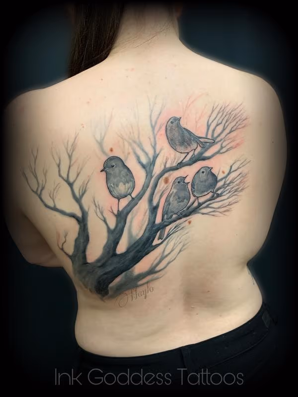 Birds on Tree Branch tattoo by Haylo