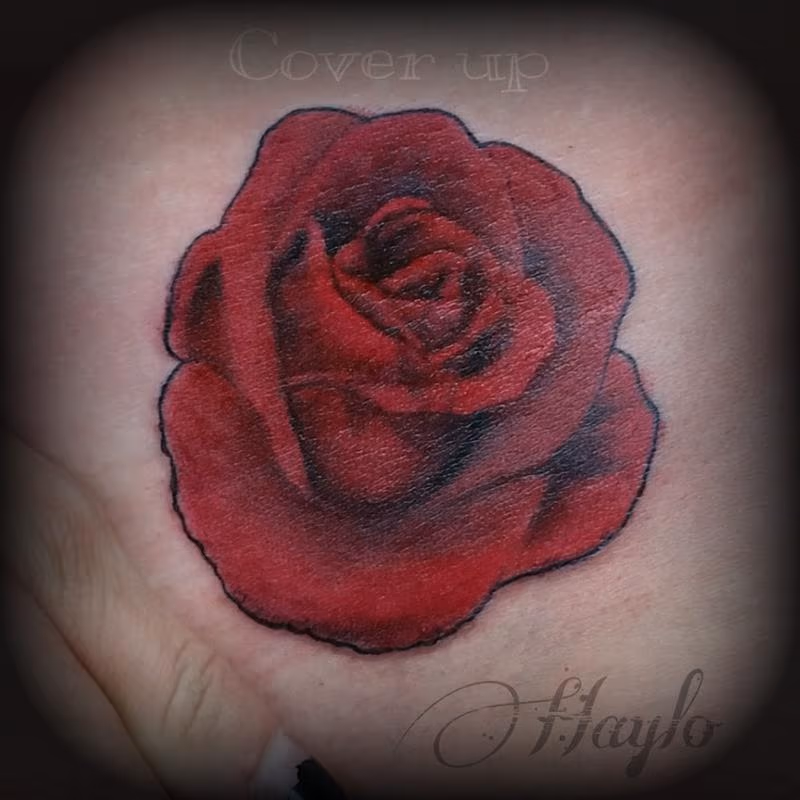 Cover up with Realistic style red rose