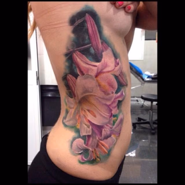 Realistic lilies in color