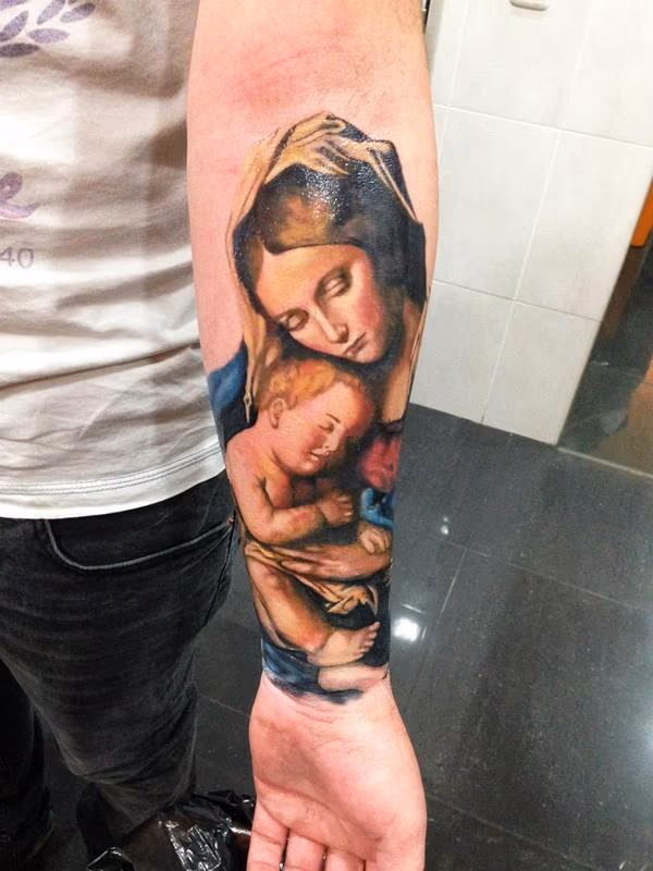 Virgin Mary Tattoo Color