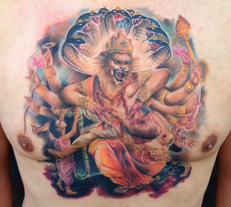 Narasimha chest piece in color