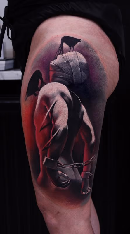 Masked, Chained Color Tattoo