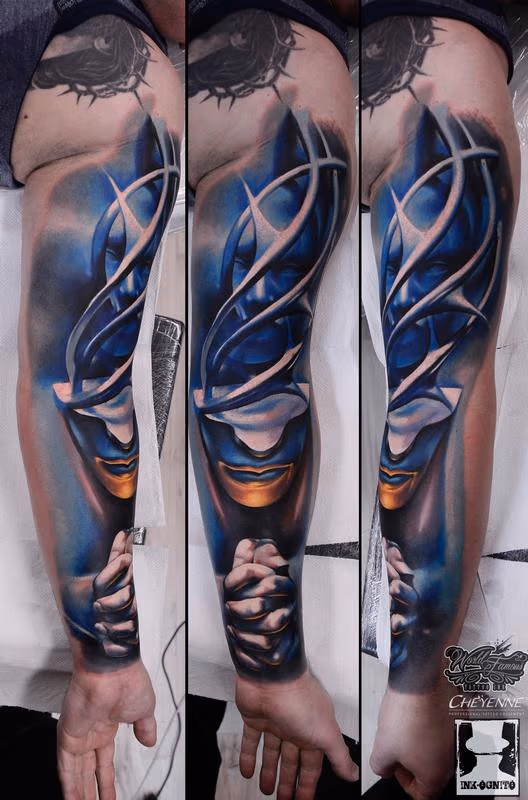 Fingers Clasped Color Tattoo