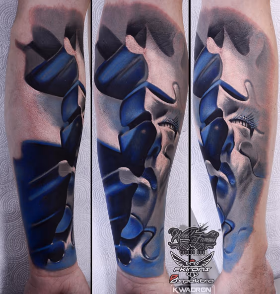 New School Puzzle Face Tattoo