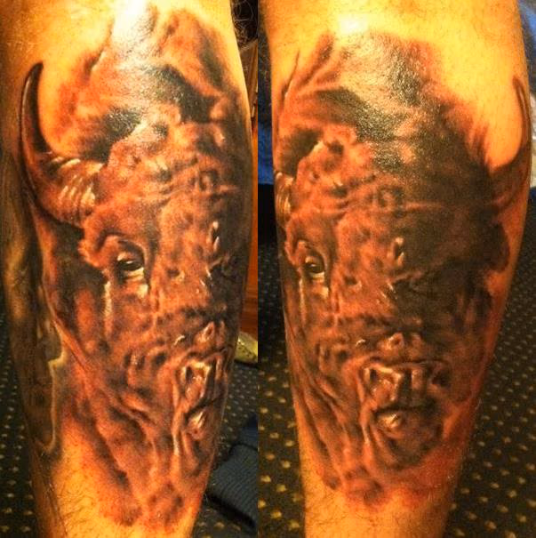 Buffalo on leg