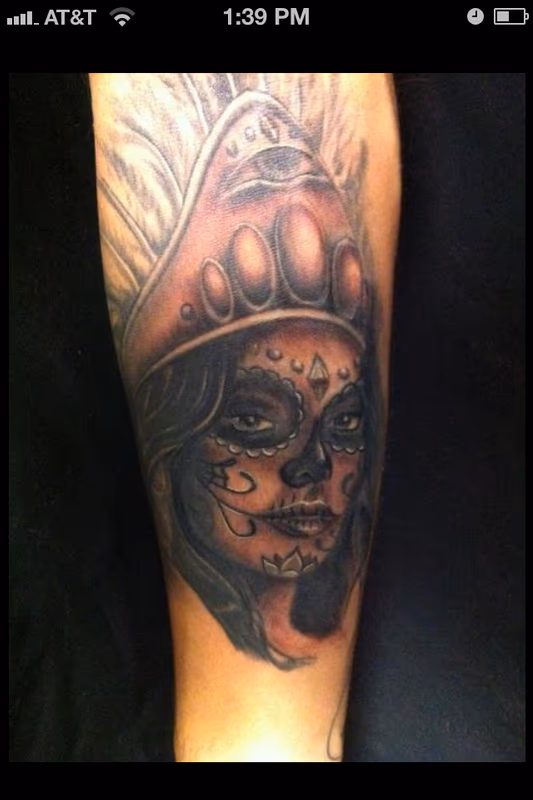 Aztec style Day of the Dead girl