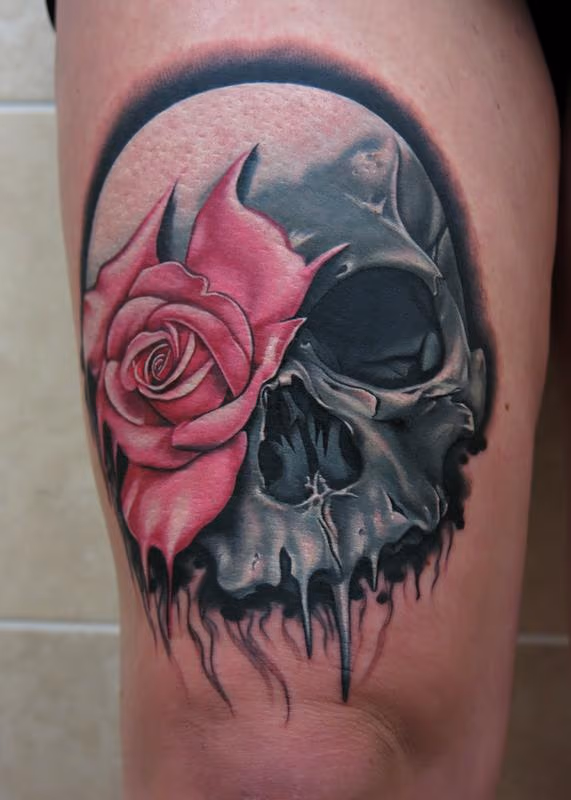 Skull and Rose Tattoo