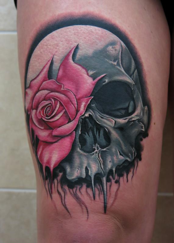 Skull and Rose Tattoo