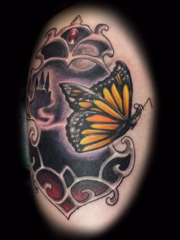 Butterfly flying from a frame
