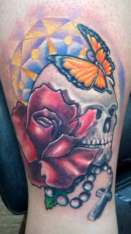Skull and rose coverup