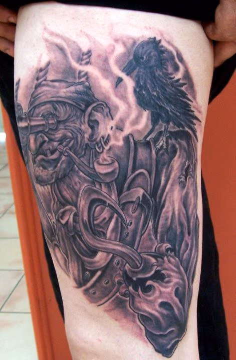 Black and Grey Pirate Tattoo
