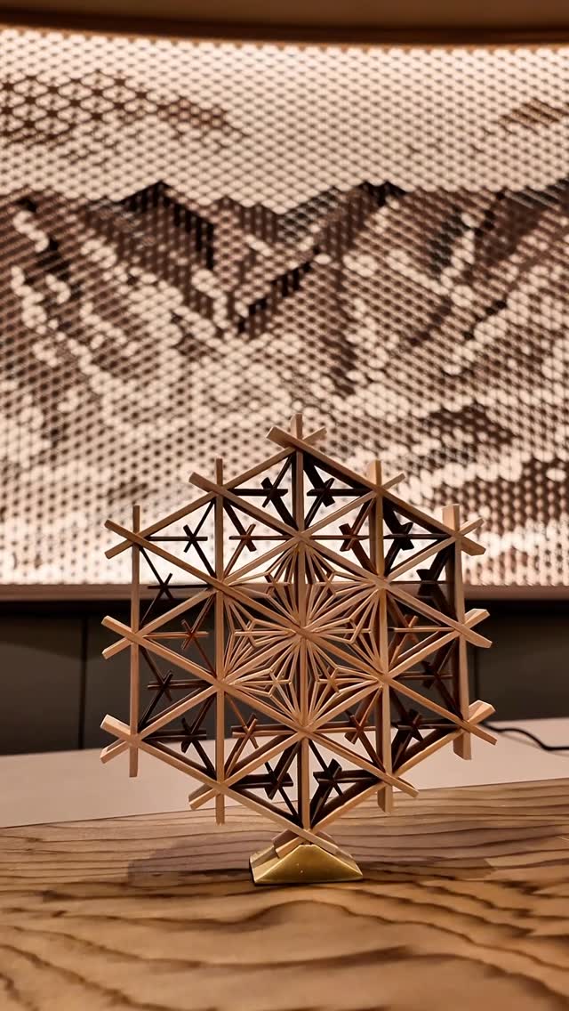 Kumiko geometric wood art sculpture