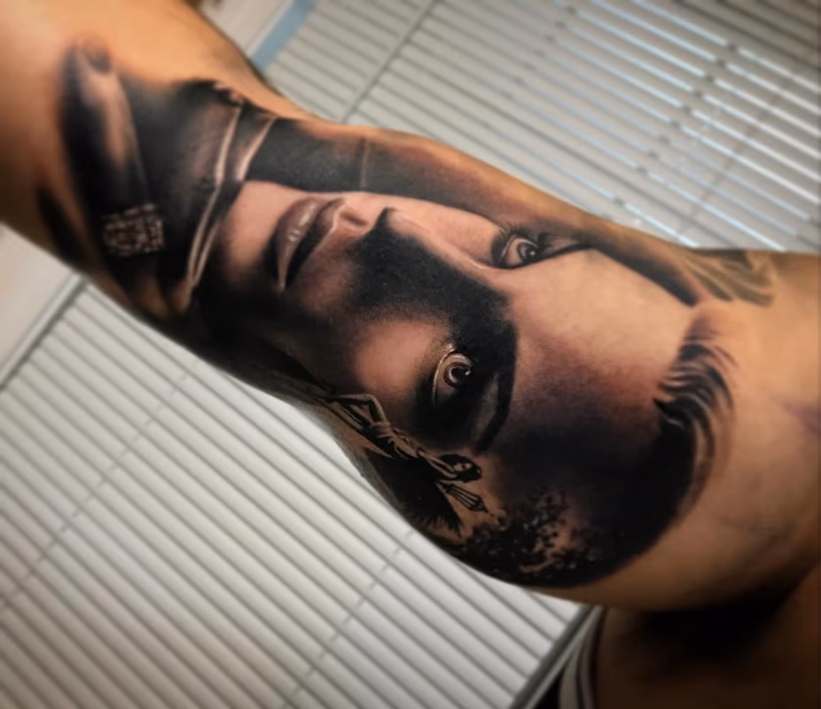 Black and grey realistic portrait