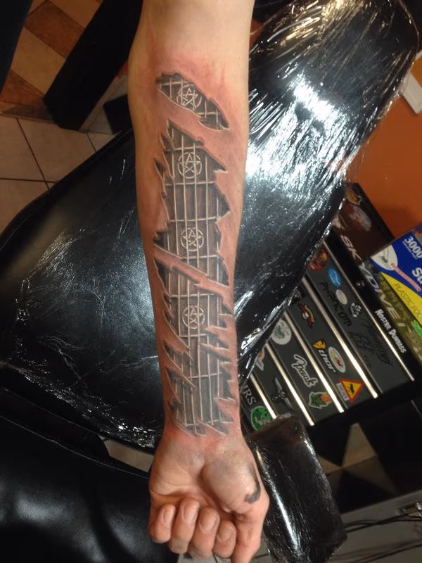 Guitar Neck Skin Rips Tattoo