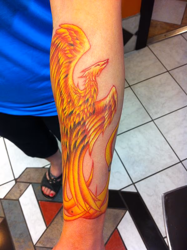 Phoenix Rising Color Tattoo