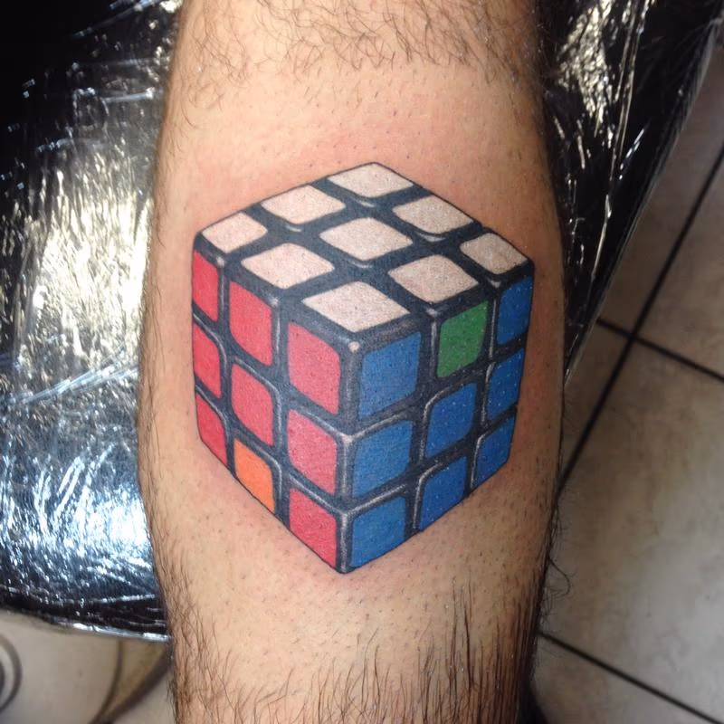 Color Rubik's Cube Tattoo