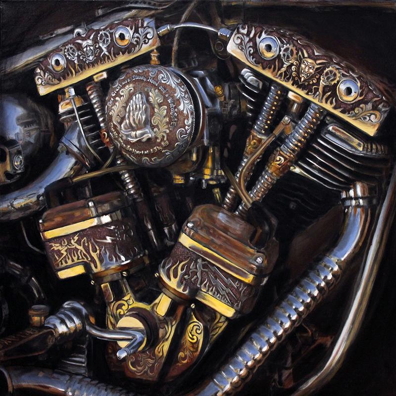 Engraved Shovelhead Painting