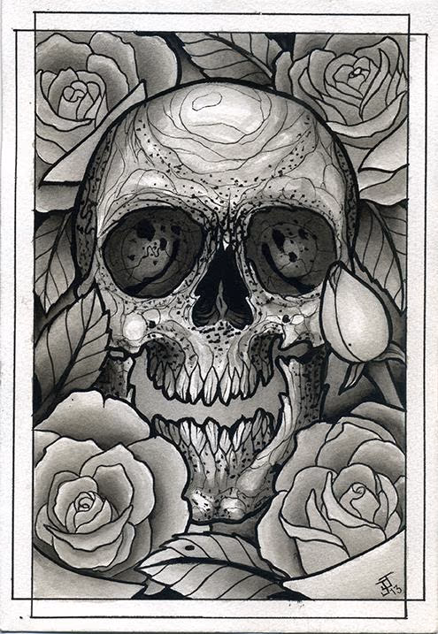 Skull and Roses Watercolor