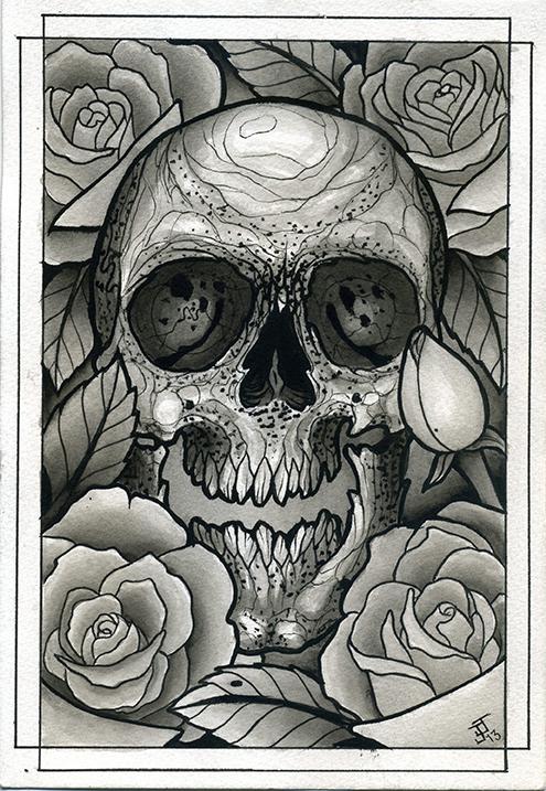 Skull and Roses Watercolor