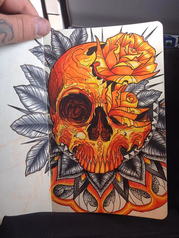 Skull and Roses Sketch