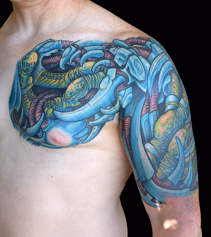 Blue BiomechTattoo