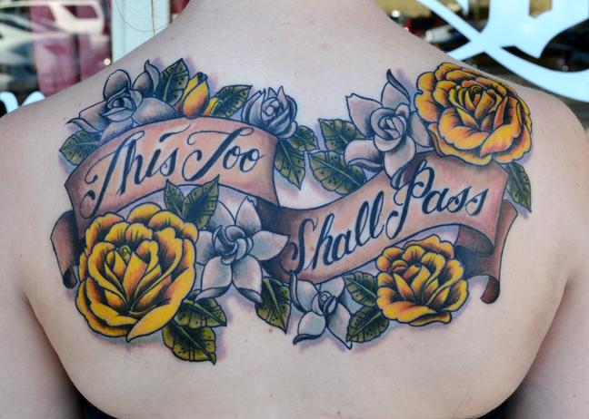 Rose and Gardenia Back Tattoo