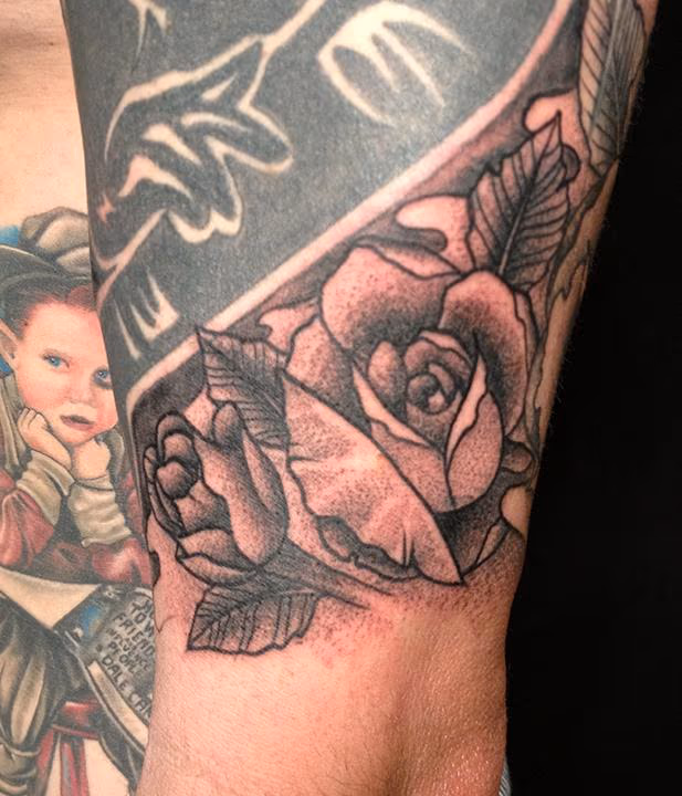 Dot work Rose tattoo