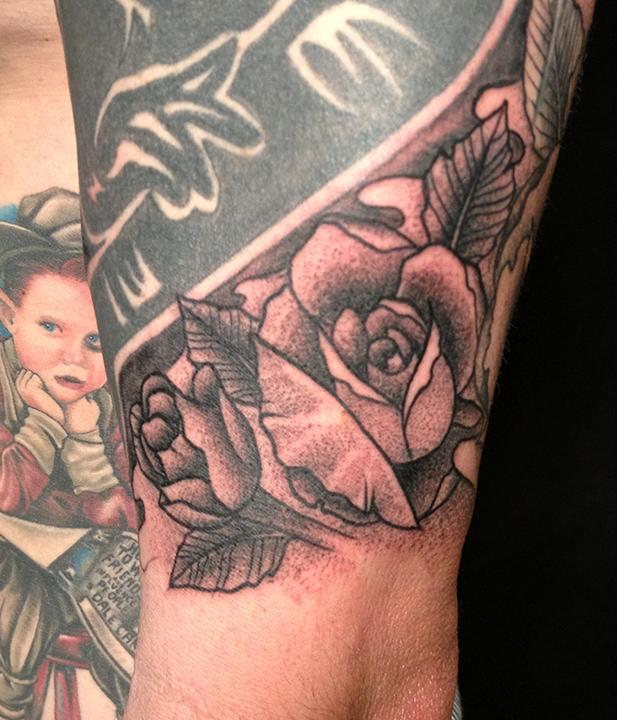 Dot work Rose tattoo