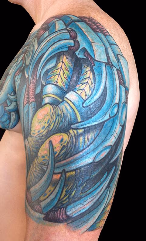 Blue Biomechanical Half Sleeve