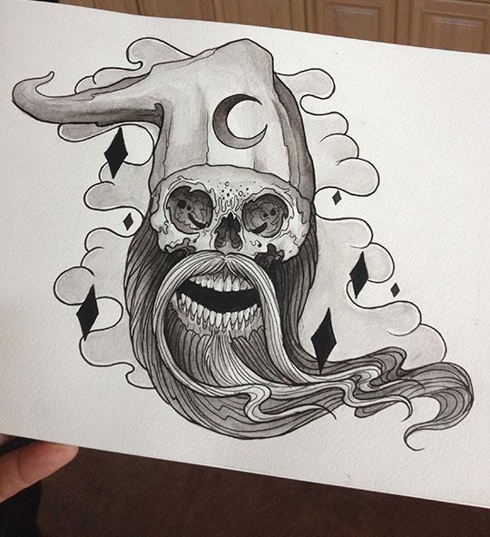 Wizard Skull Watercolor