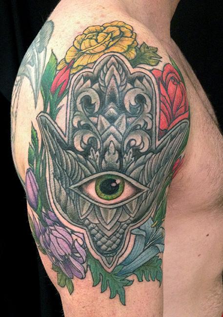 Michaels Bird Hamsa Tattoo
