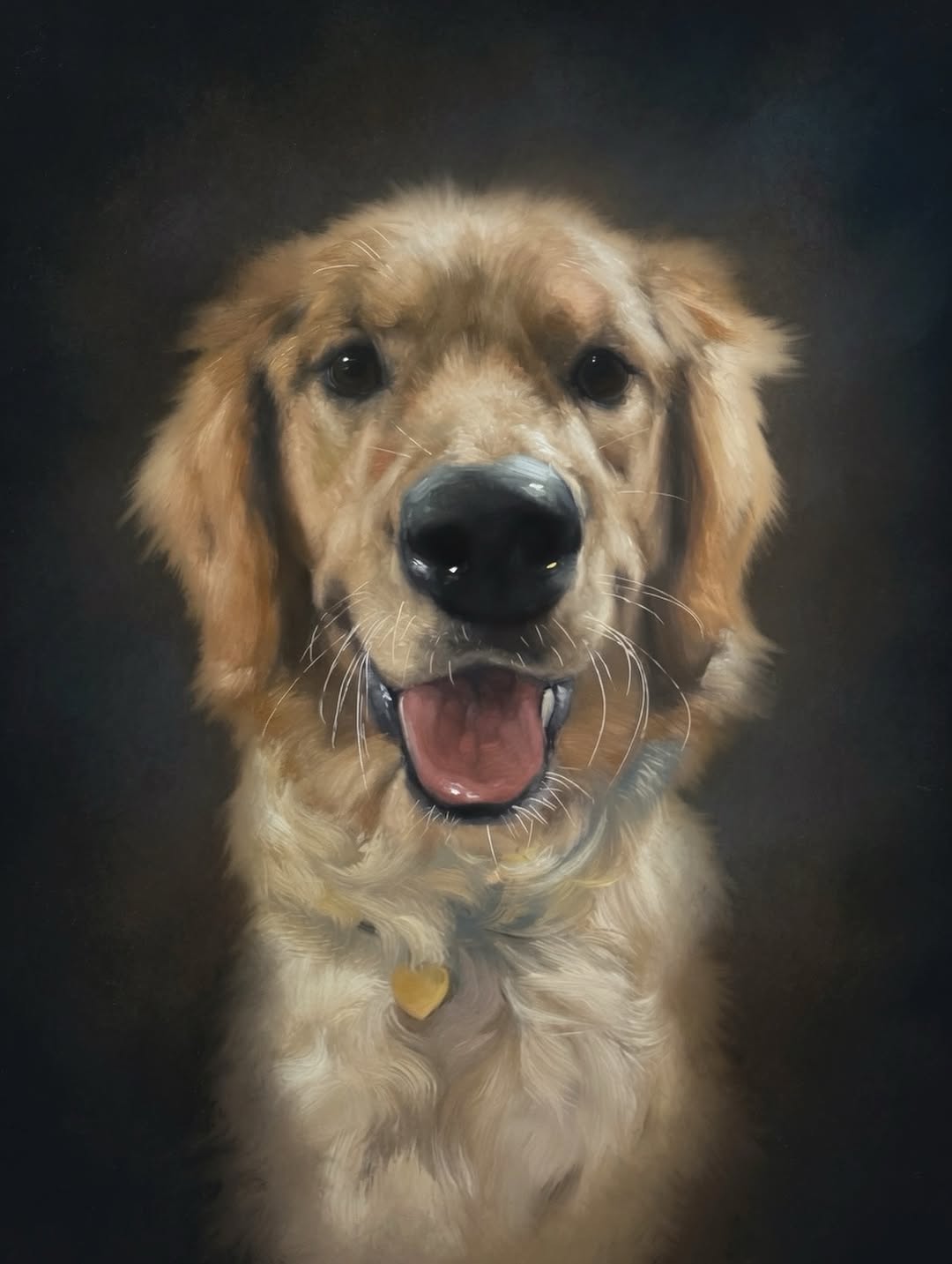 Golden retriever portrait painting