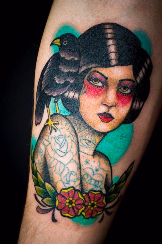 Traditional lady with tattoos
