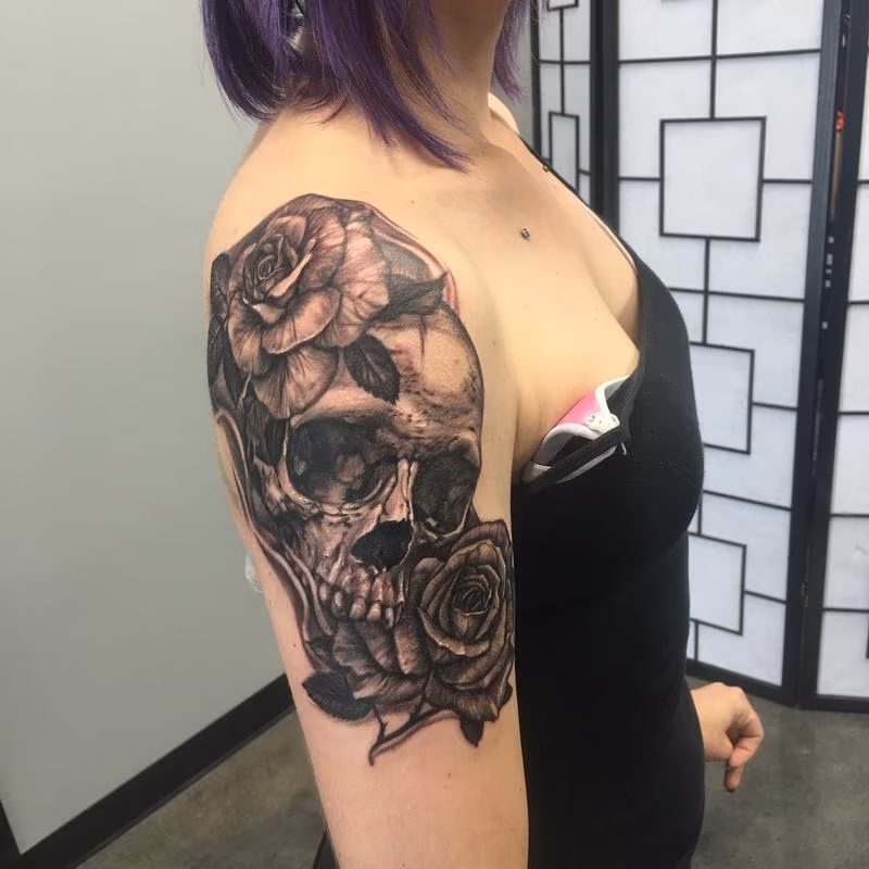 Skull with roses