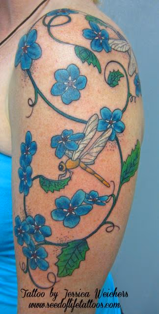 Forget me nots and Dragonflies