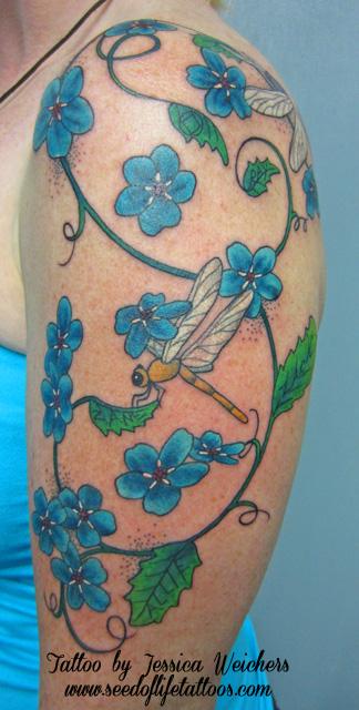 Forget me nots and Dragonflies